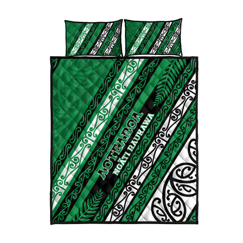 Aotearoa Ngati Raukawa Quilt Bed Set New Zealand Maori Tribal Fern Pattern