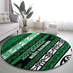 Aotearoa Ngati Raukawa Round Carpet New Zealand Maori Tribal Fern Pattern
