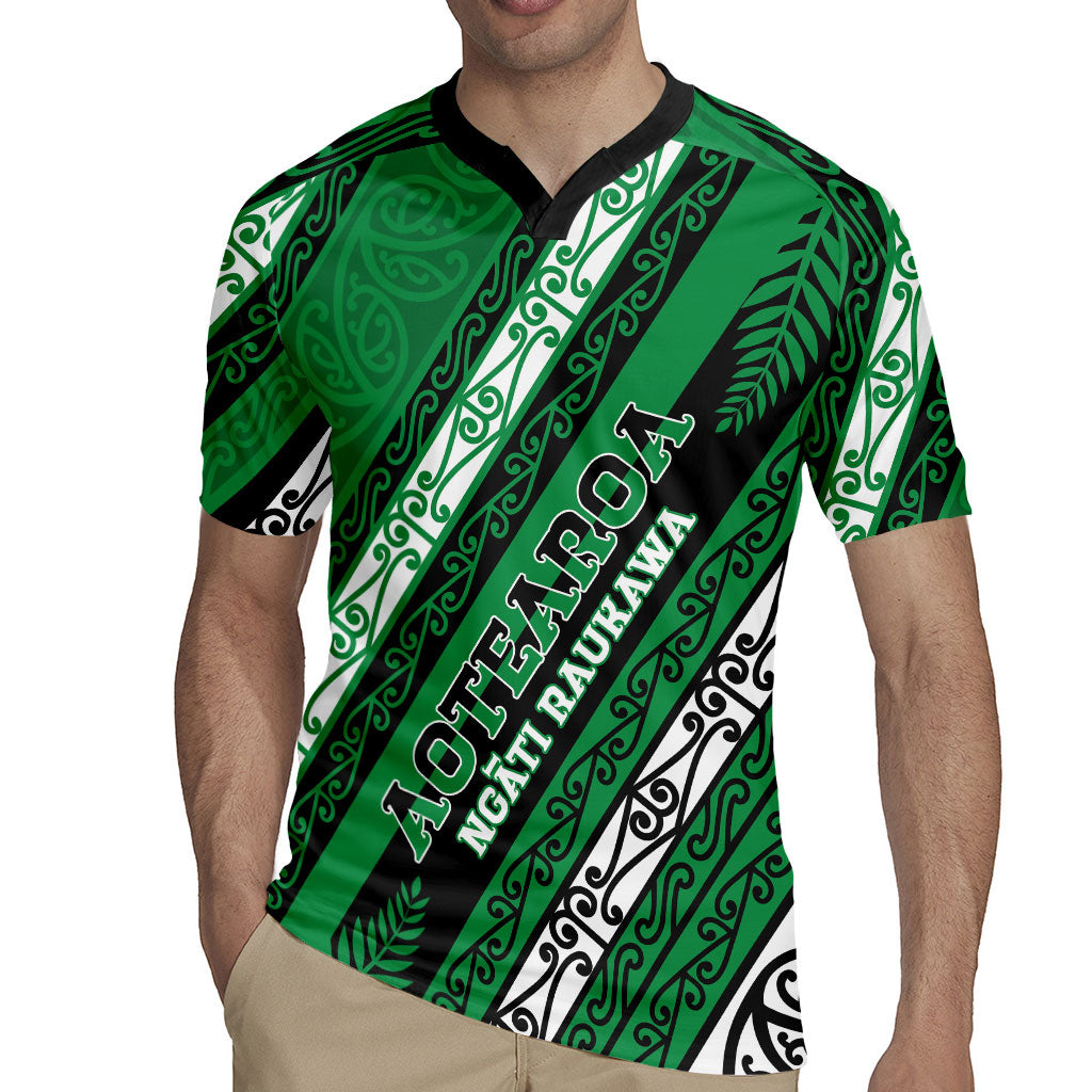 Personalised Aotearoa Ngati Raukawa Rugby Jersey New Zealand Maori Tribal Fern Pattern