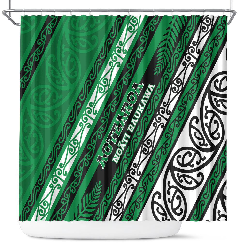 Aotearoa Ngati Raukawa Shower Curtain New Zealand Maori Tribal Fern Pattern
