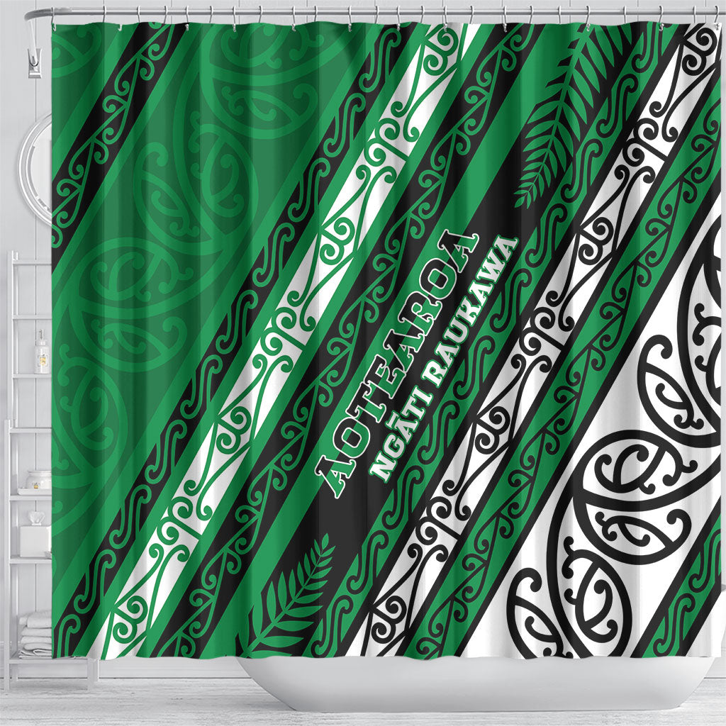 Aotearoa Ngati Raukawa Shower Curtain New Zealand Maori Tribal Fern Pattern