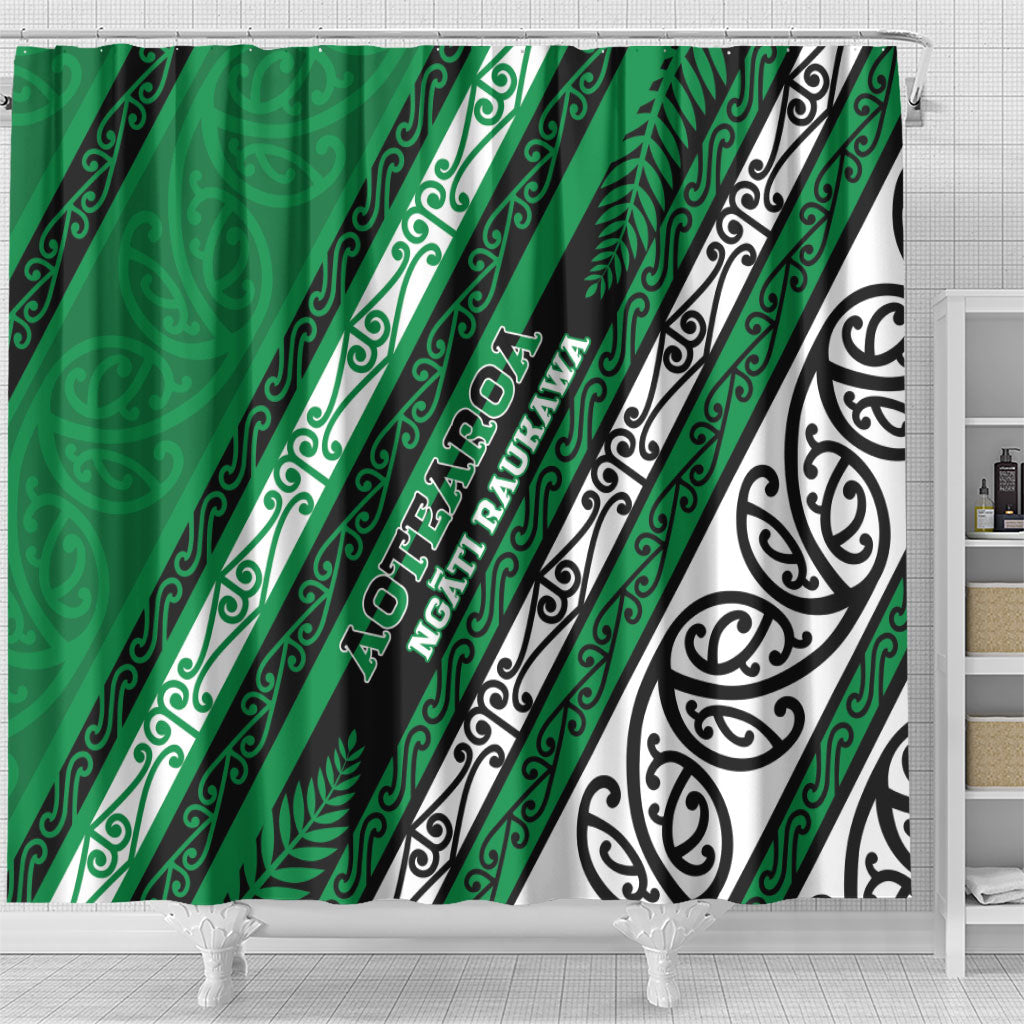 Aotearoa Ngati Raukawa Shower Curtain New Zealand Maori Tribal Fern Pattern