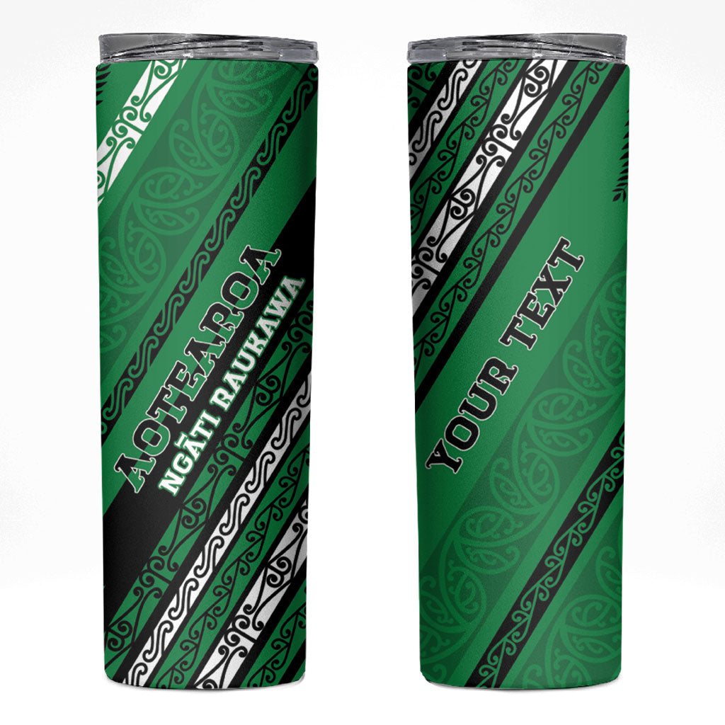 Personalised Aotearoa Ngati Raukawa Skinny Tumbler New Zealand Maori Tribal Fern Pattern