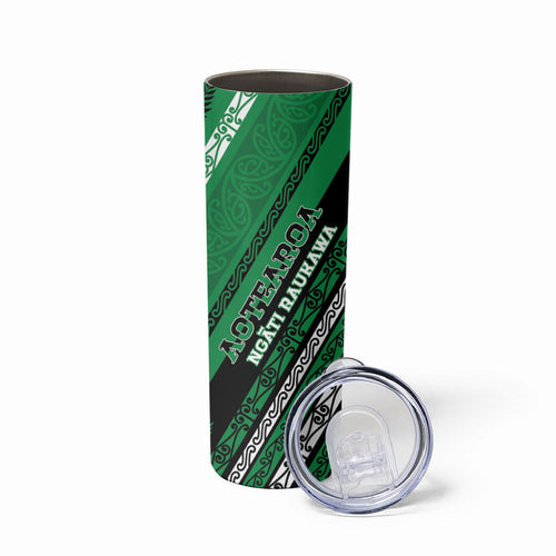 Personalised Aotearoa Ngati Raukawa Skinny Tumbler New Zealand Maori Tribal Fern Pattern
