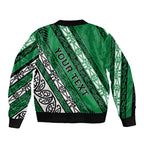 Personalised Aotearoa Ngati Raukawa Sleeve Zip Bomber Jacket New Zealand Maori Tribal Fern Pattern