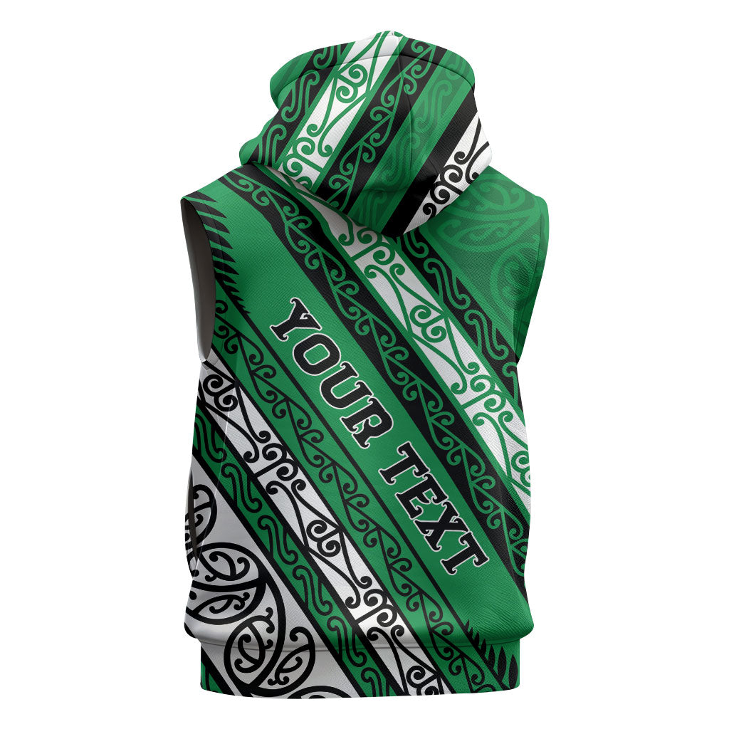 Personalised Aotearoa Ngati Raukawa Sleeveless Hoodie New Zealand Maori Tribal Fern Pattern