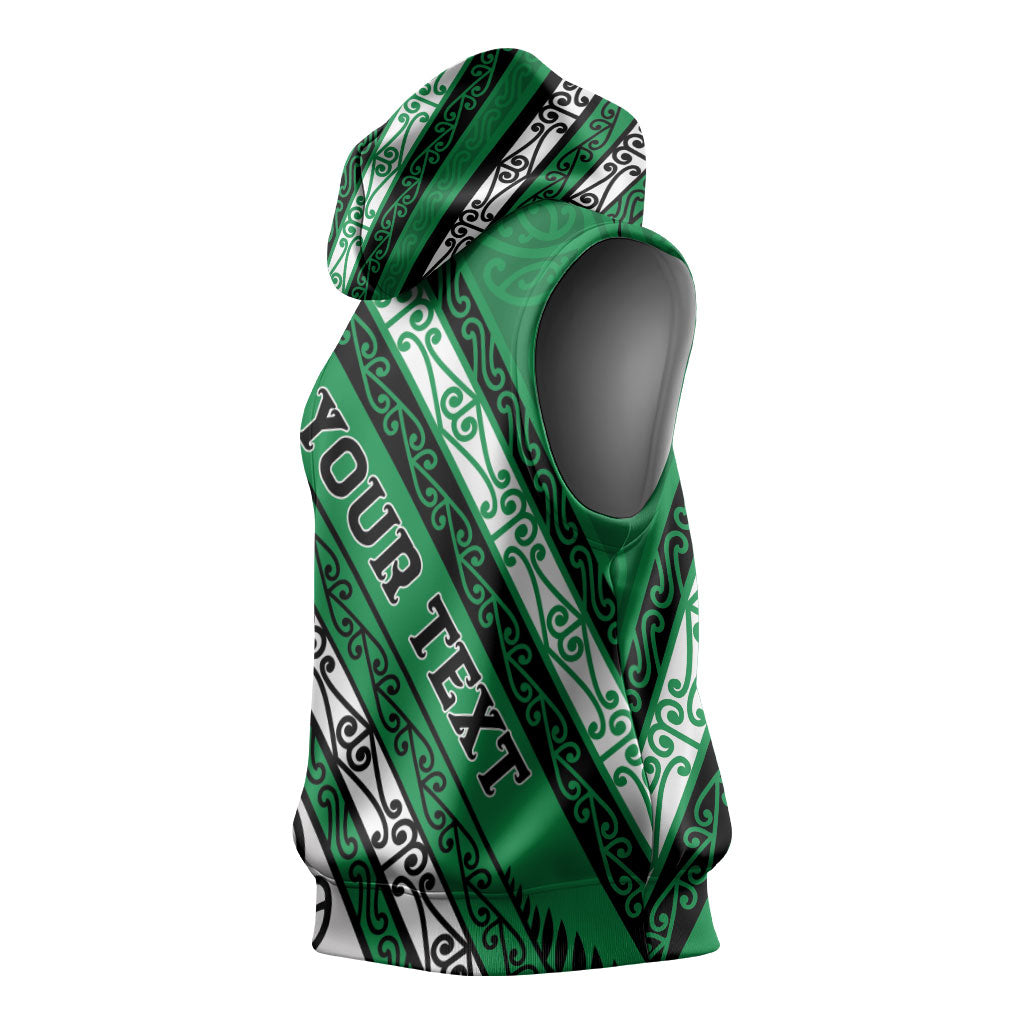 Personalised Aotearoa Ngati Raukawa Sleeveless Hoodie New Zealand Maori Tribal Fern Pattern