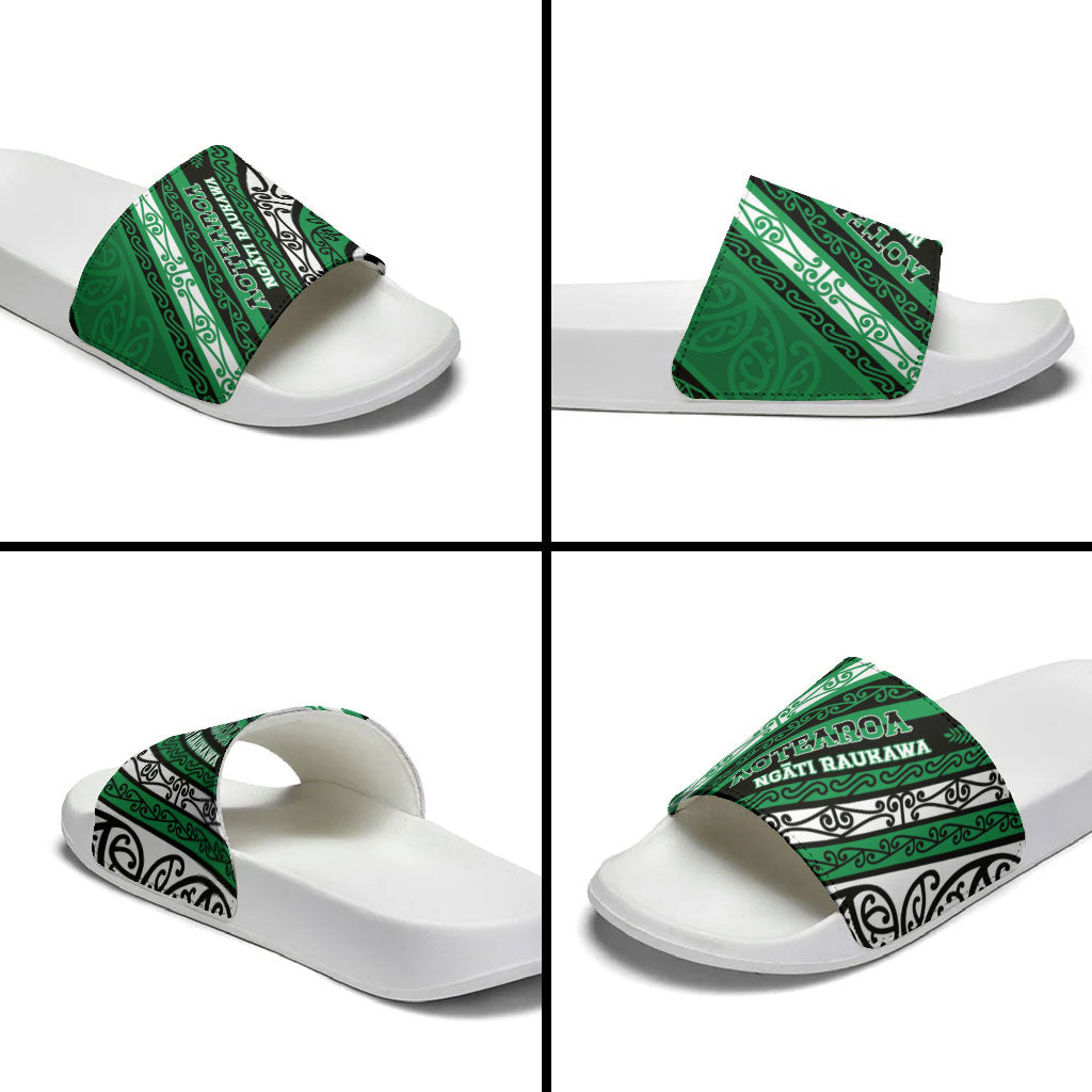 Aotearoa Ngati Raukawa Slide Sandals New Zealand Maori Tribal Fern Pattern