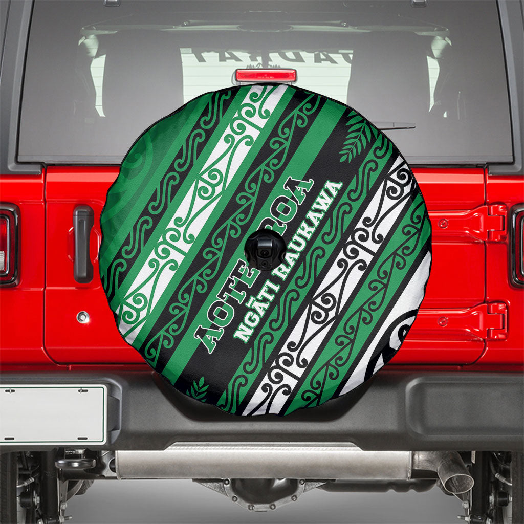 Aotearoa Ngati Raukawa Spare Tire Cover New Zealand Maori Tribal Fern Pattern