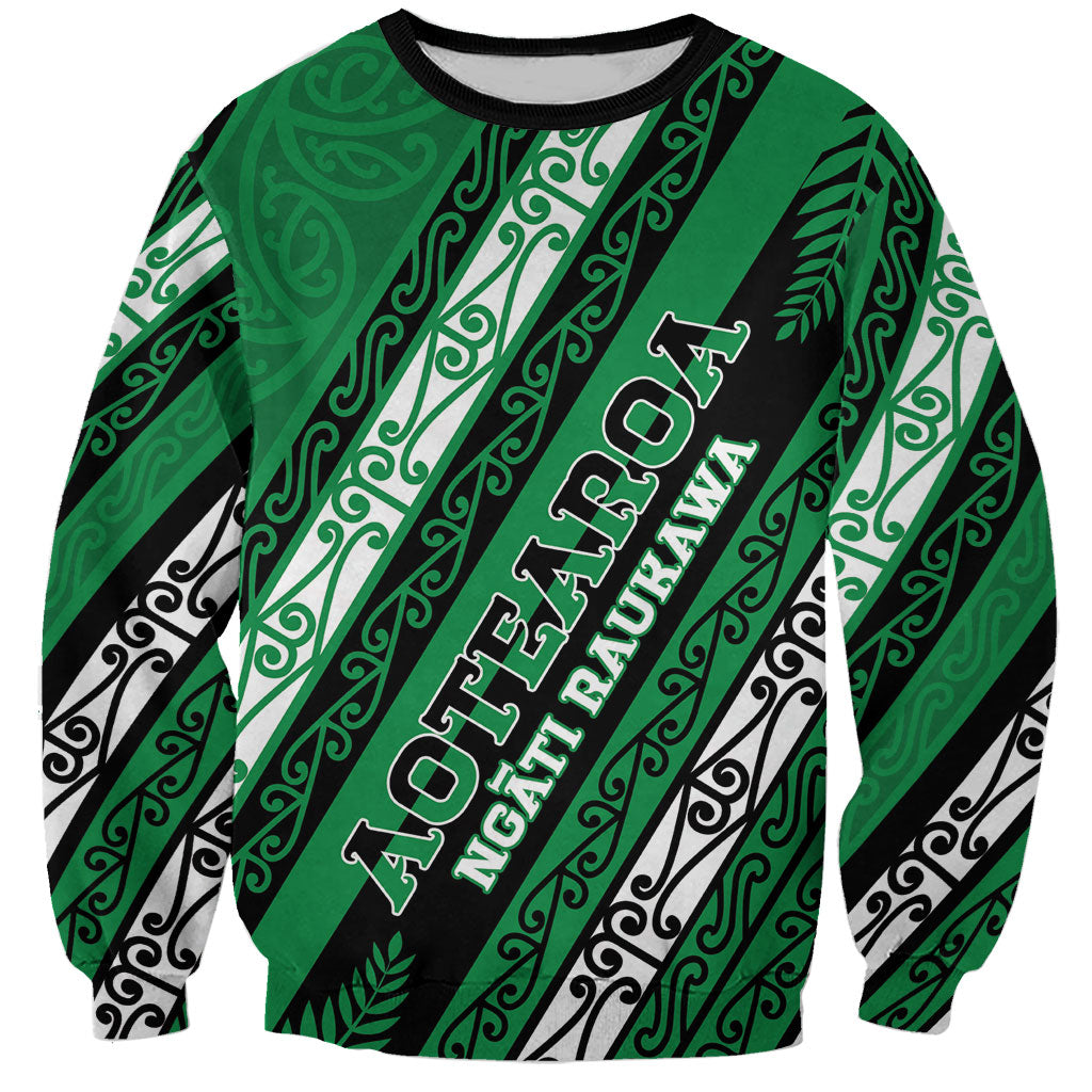 Personalised Aotearoa Ngati Raukawa Sweatshirt New Zealand Maori Tribal Fern Pattern