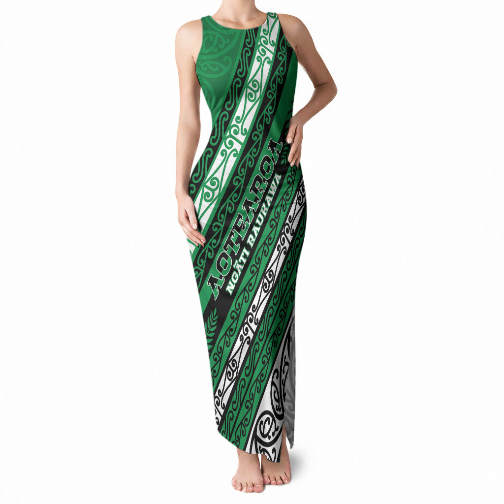 Personalised Aotearoa Ngati Raukawa Tank Maxi Dress New Zealand Maori Tribal Fern Pattern