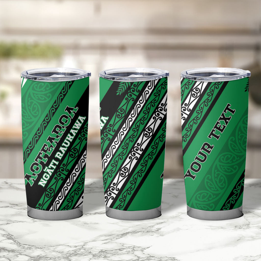 Personalised Aotearoa Ngati Raukawa Tumbler Cup New Zealand Maori Tribal Fern Pattern