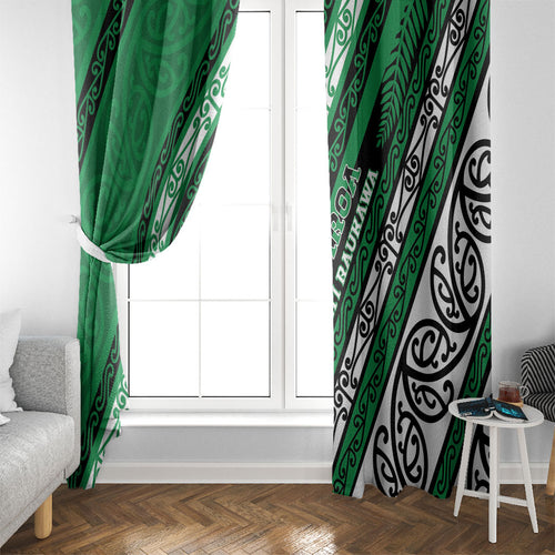 Aotearoa Ngati Raukawa Window Curtain New Zealand Maori Tribal Fern Pattern