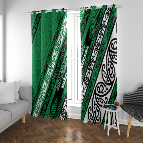 Aotearoa Ngati Raukawa Window Curtain New Zealand Maori Tribal Fern Pattern