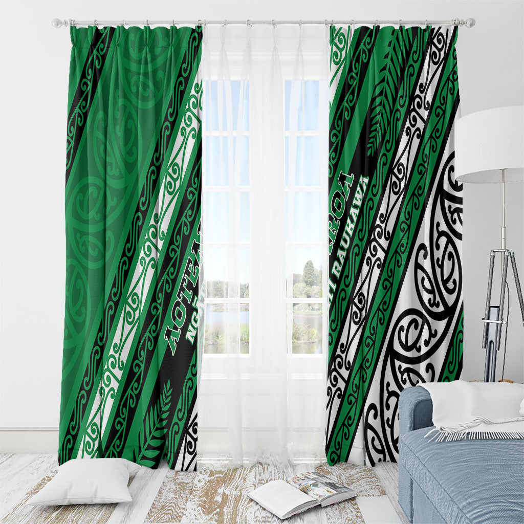 Aotearoa Ngati Raukawa Window Curtain New Zealand Maori Tribal Fern Pattern