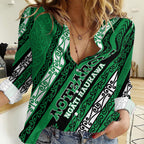 Personalised Aotearoa Ngati Raukawa Women Casual Shirt New Zealand Maori Tribal Fern Pattern