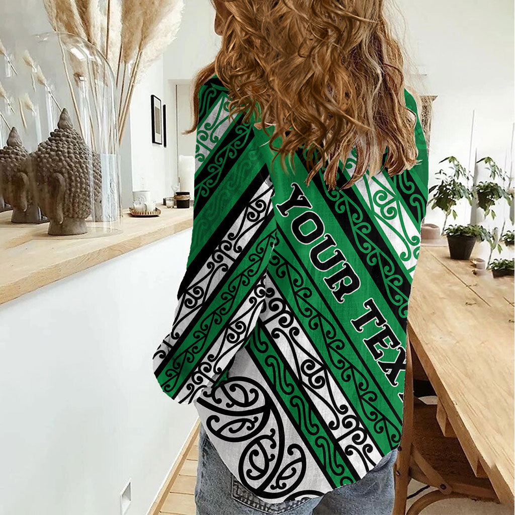 Personalised Aotearoa Ngati Raukawa Women Casual Shirt New Zealand Maori Tribal Fern Pattern