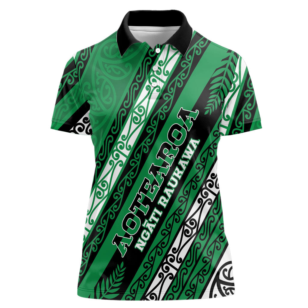 Personalised Aotearoa Ngati Raukawa Women Polo Shirt New Zealand Maori Tribal Fern Pattern