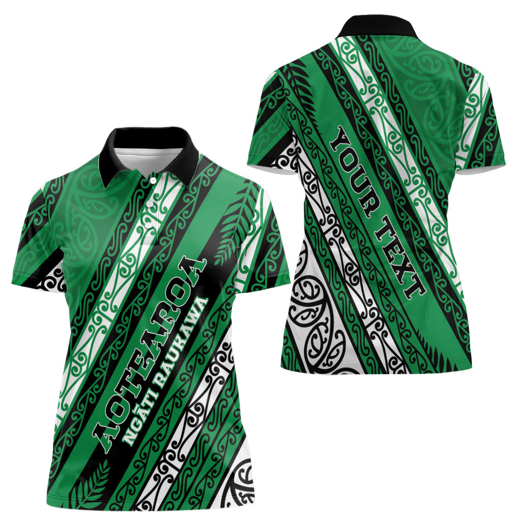 Personalised Aotearoa Ngati Raukawa Women Polo Shirt New Zealand Maori Tribal Fern Pattern