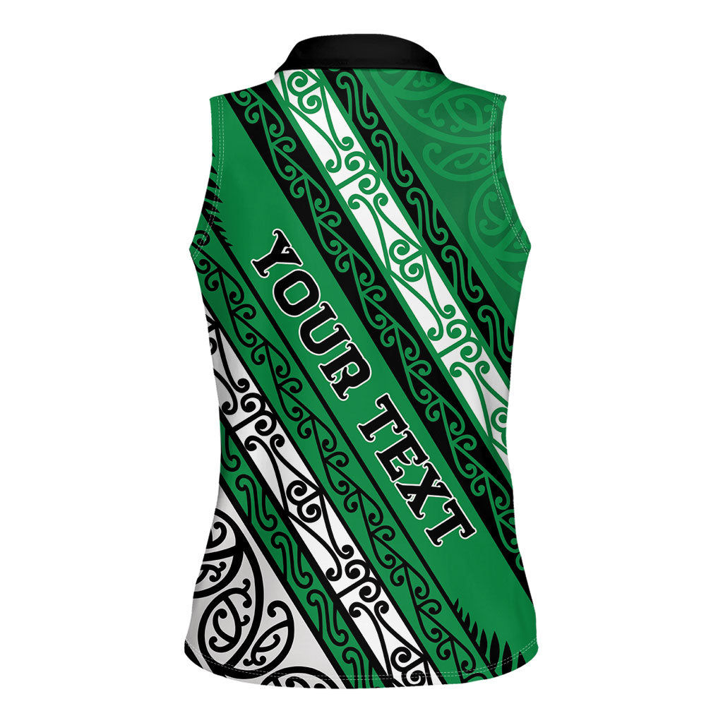 Personalised Aotearoa Ngati Raukawa Women Sleeveless Polo Shirt New Zealand Maori Tribal Fern Pattern