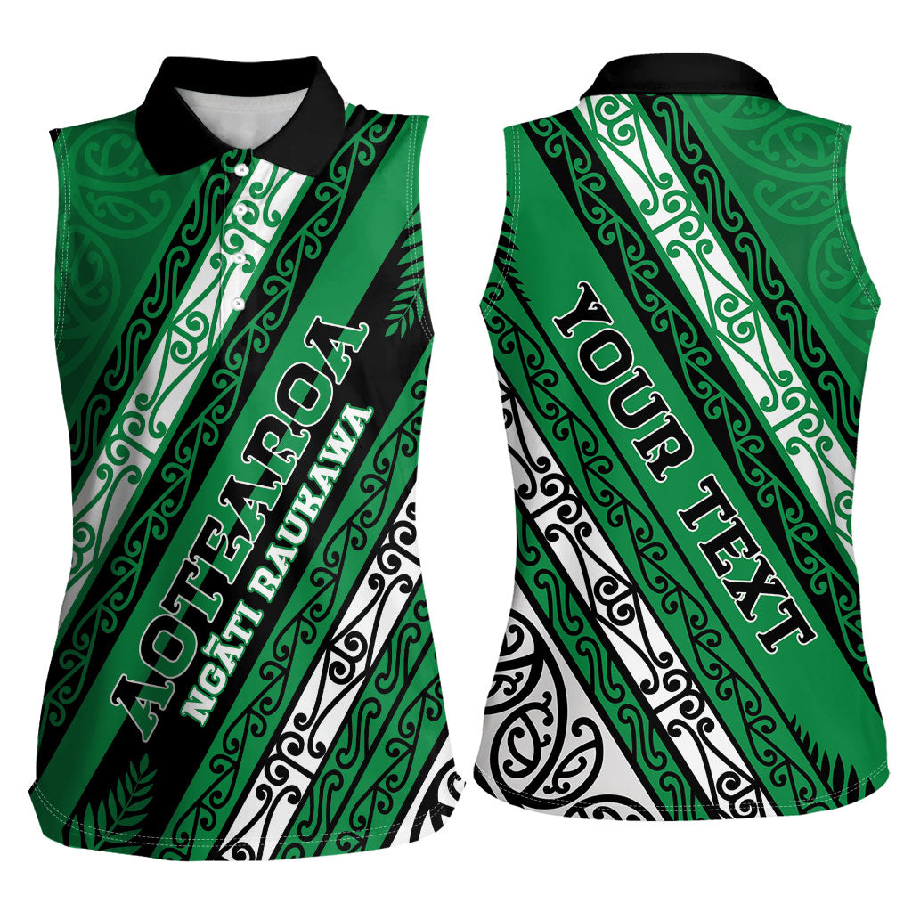 Personalised Aotearoa Ngati Raukawa Women Sleeveless Polo Shirt New Zealand Maori Tribal Fern Pattern