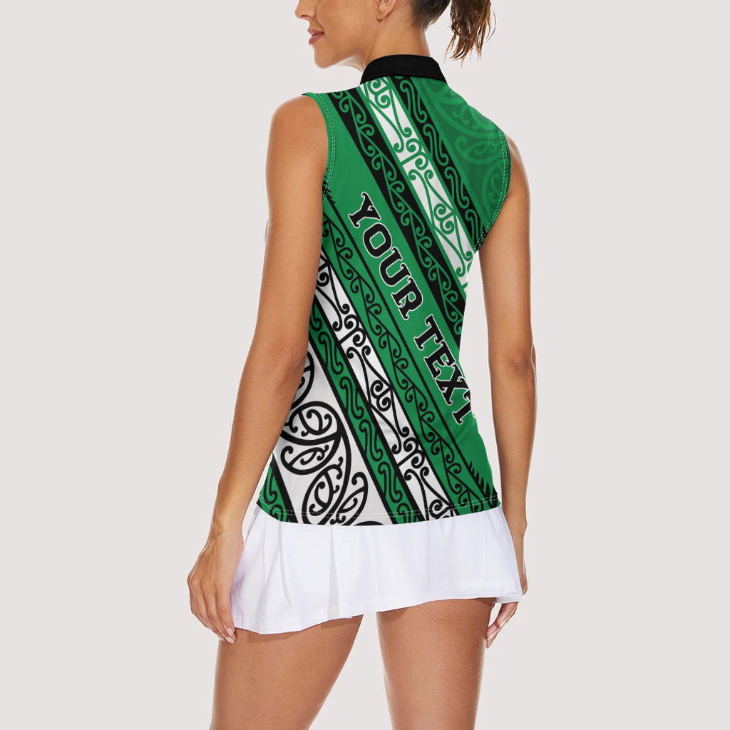 Personalised Aotearoa Ngati Raukawa Women Sleeveless Polo Shirt New Zealand Maori Tribal Fern Pattern