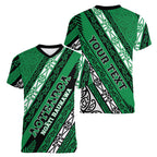 Personalised Aotearoa Ngati Raukawa Women V-Neck T-Shirt New Zealand Maori Tribal Fern Pattern