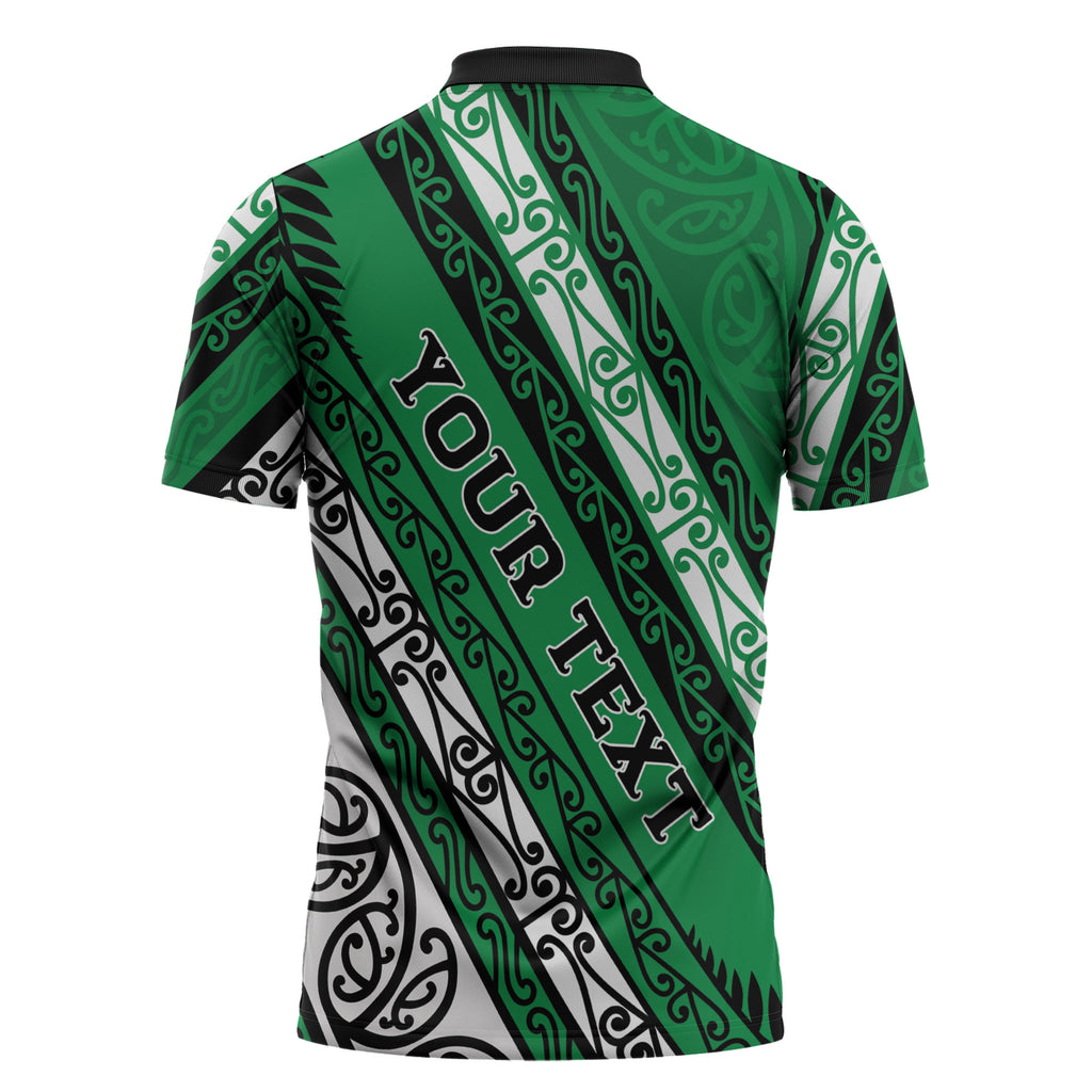 Personalised Aotearoa Ngati Raukawa Zipper Polo Shirt New Zealand Maori Tribal Fern Pattern