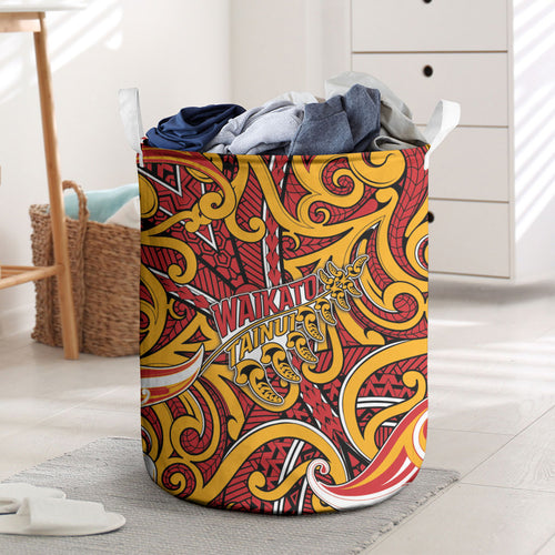 Aotearoa Waikato Tainui Laundry Basket Maori Tribal Pattern Koru Motif