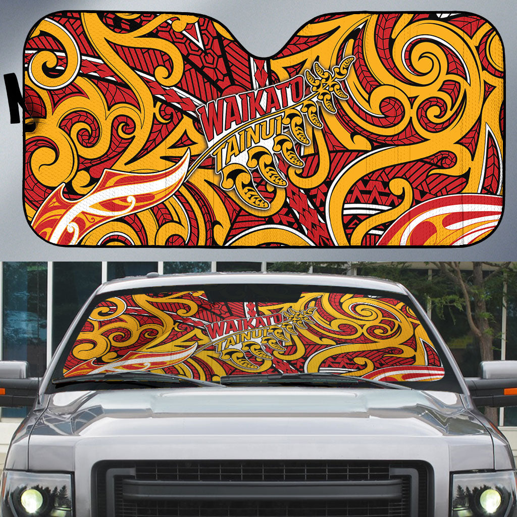Aotearoa Waikato Tainui Auto Sun Shade Maori Tribal Pattern Koru Motif