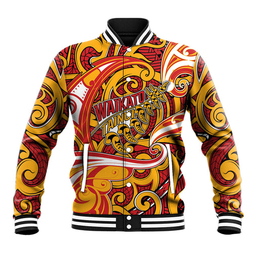 Custom Aotearoa Waikato Tainui Baseball Jacket Maori Tribal Pattern Koru Motif
