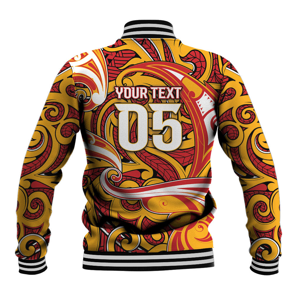Custom Aotearoa Waikato Tainui Baseball Jacket Maori Tribal Pattern Koru Motif
