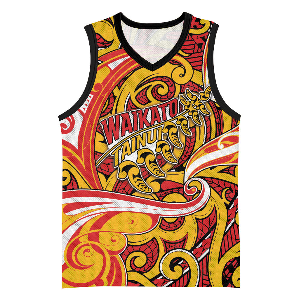 Custom Aotearoa Waikato Tainui Basketball Jersey Maori Tribal Pattern Koru Motif