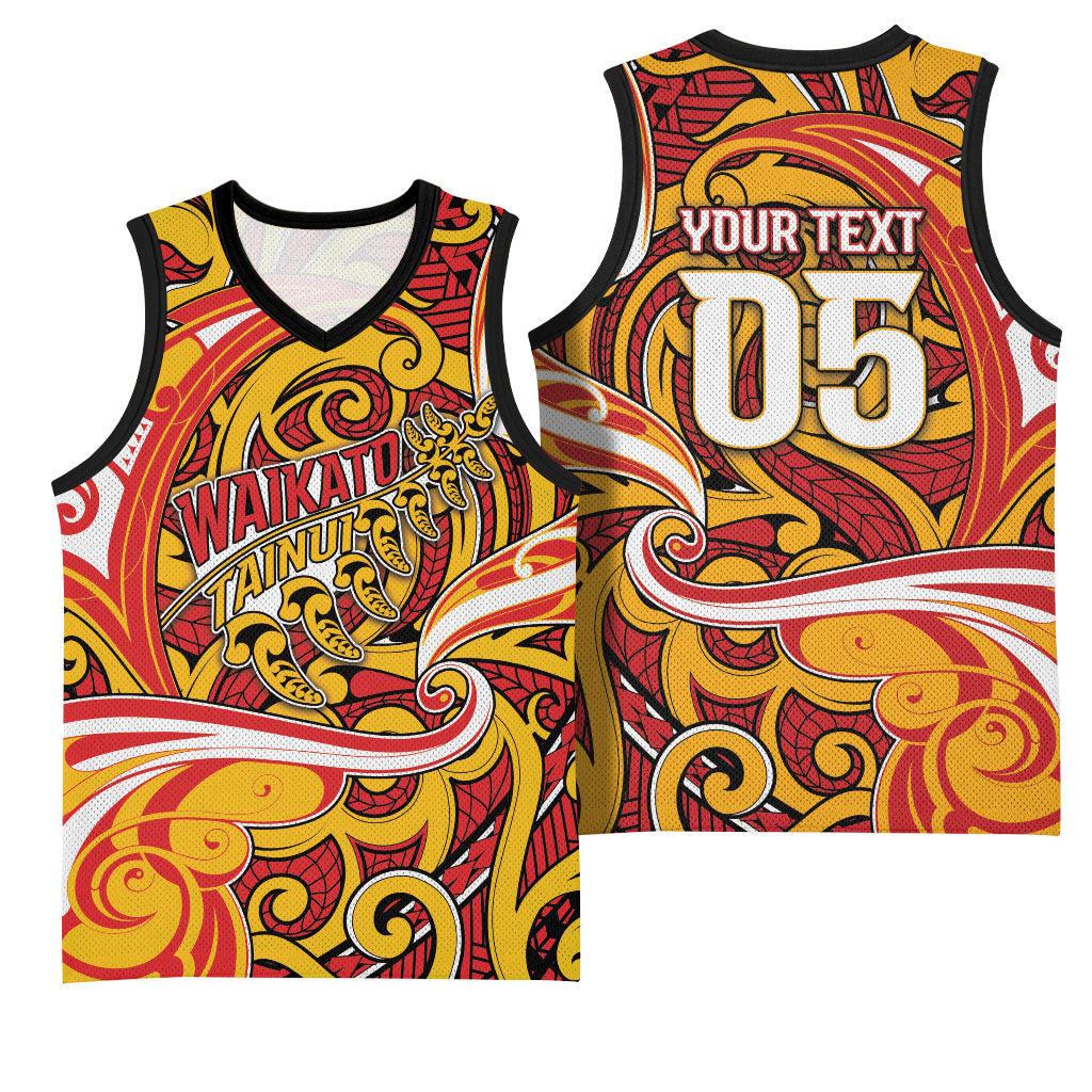 Custom Aotearoa Waikato Tainui Basketball Jersey Maori Tribal Pattern Koru Motif