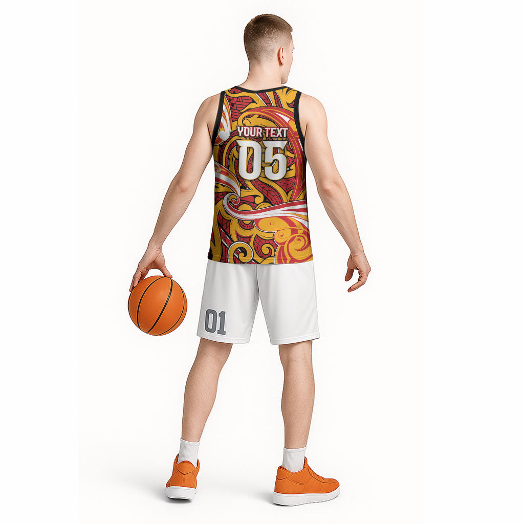 Custom Aotearoa Waikato Tainui Basketball Jersey Maori Tribal Pattern Koru Motif