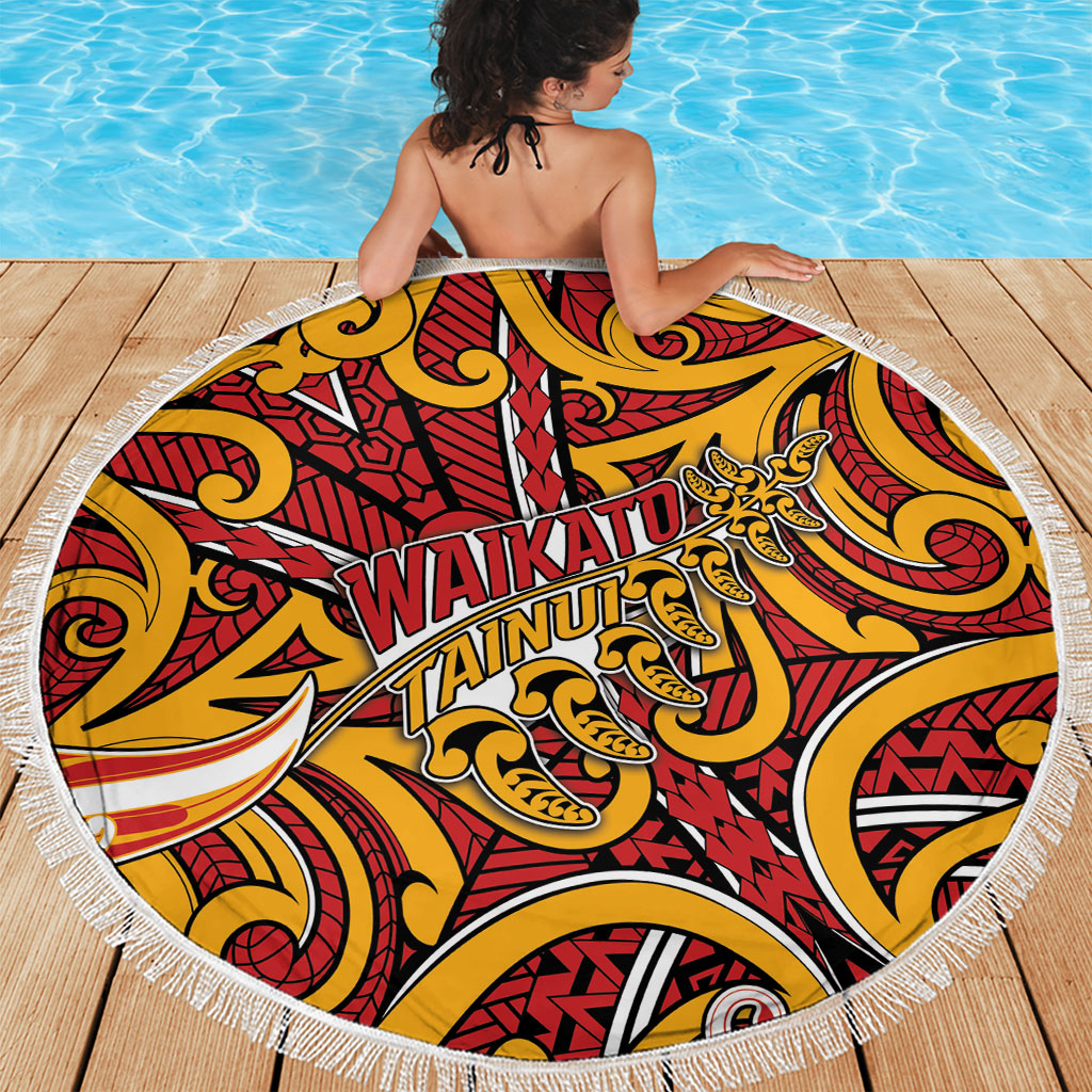 Aotearoa Waikato Tainui Beach Blanket Maori Tribal Pattern Koru Motif