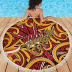 Aotearoa Waikato Tainui Beach Blanket Maori Tribal Pattern Koru Motif