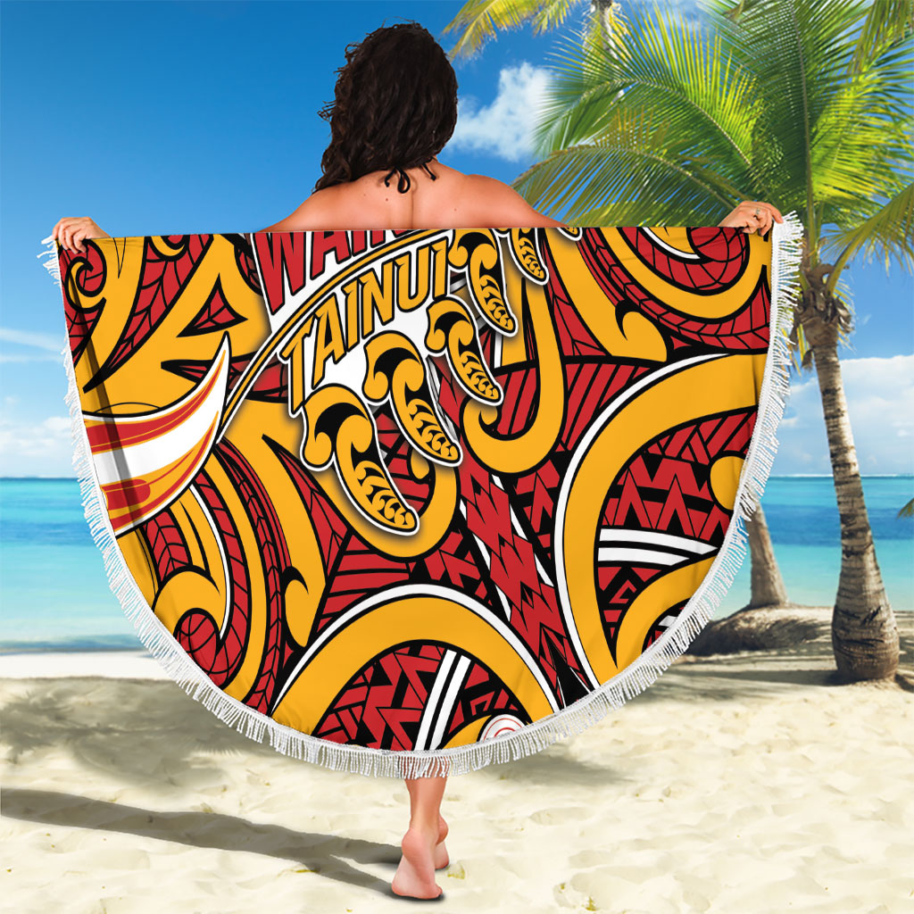 Aotearoa Waikato Tainui Beach Blanket Maori Tribal Pattern Koru Motif