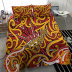 Aotearoa Waikato Tainui Bedding Set Maori Tribal Pattern Koru Motif
