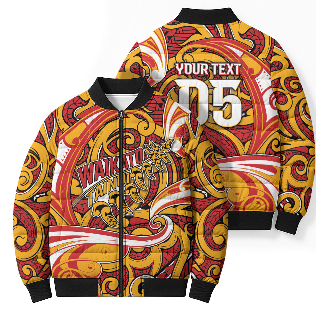 Custom Aotearoa Waikato Tainui Bomber Puffer Jacket Maori Tribal Pattern Koru Motif