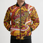 Custom Aotearoa Waikato Tainui Bomber Puffer Jacket Maori Tribal Pattern Koru Motif
