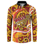 Custom Aotearoa Waikato Tainui Button Sweatshirt Maori Tribal Pattern Koru Motif