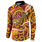 Custom Aotearoa Waikato Tainui Button Sweatshirt Maori Tribal Pattern Koru Motif