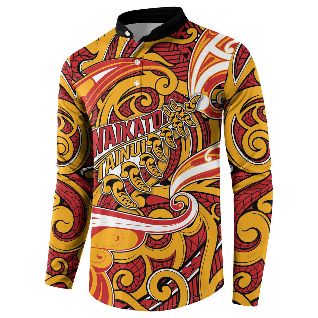 Custom Aotearoa Waikato Tainui Button Sweatshirt Maori Tribal Pattern Koru Motif