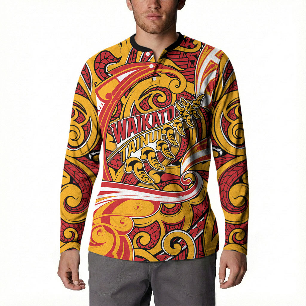 Custom Aotearoa Waikato Tainui Button Sweatshirt Maori Tribal Pattern Koru Motif
