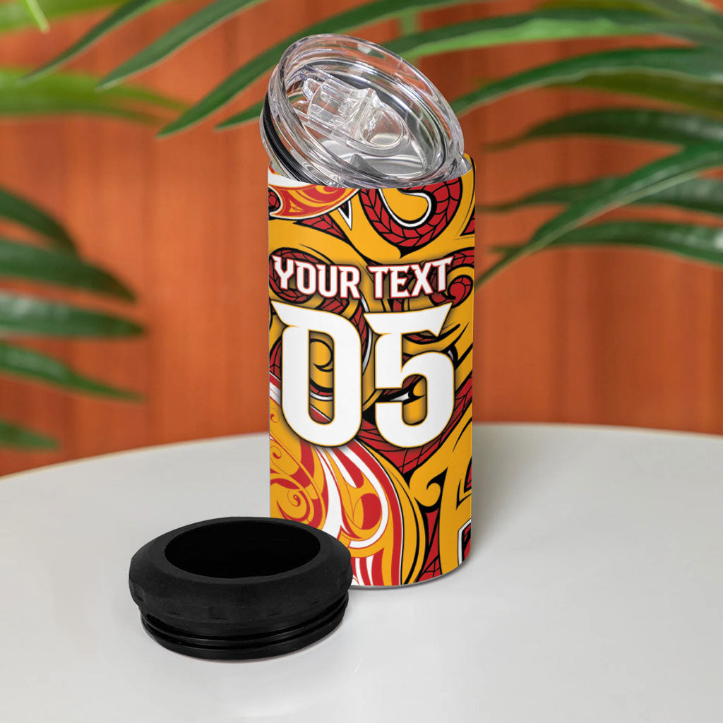 Custom Aotearoa Waikato Tainui 4 in 1 Can Cooler Tumbler Maori Tribal Pattern Koru Motif
