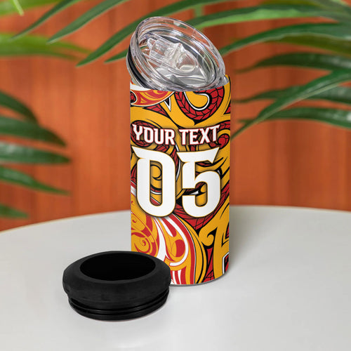 Custom Aotearoa Waikato Tainui 4 in 1 Can Cooler Tumbler Maori Tribal Pattern Koru Motif