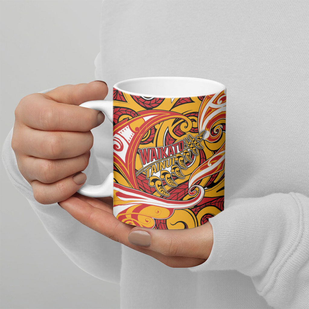 Custom Aotearoa Waikato Tainui Ceramic Mug Maori Tribal Pattern Koru Motif