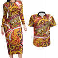 Custom Aotearoa Waikato Tainui Couples Matching Long Sleeve Bodycon Dress and Hawaiian Shirt Maori Tribal Pattern Koru Motif