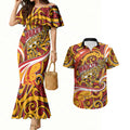 Custom Aotearoa Waikato Tainui Couples Matching Mermaid Dress and Hawaiian Shirt Maori Tribal Pattern Koru Motif